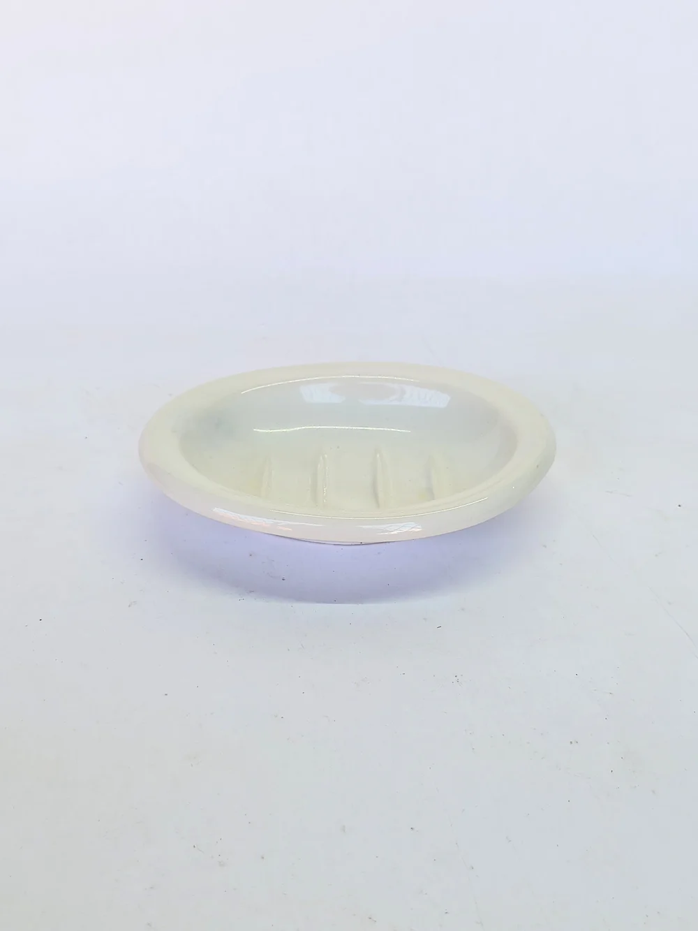 VINTAGE White Oval Ceramic Bathroom Sink Soap Dish 5.5